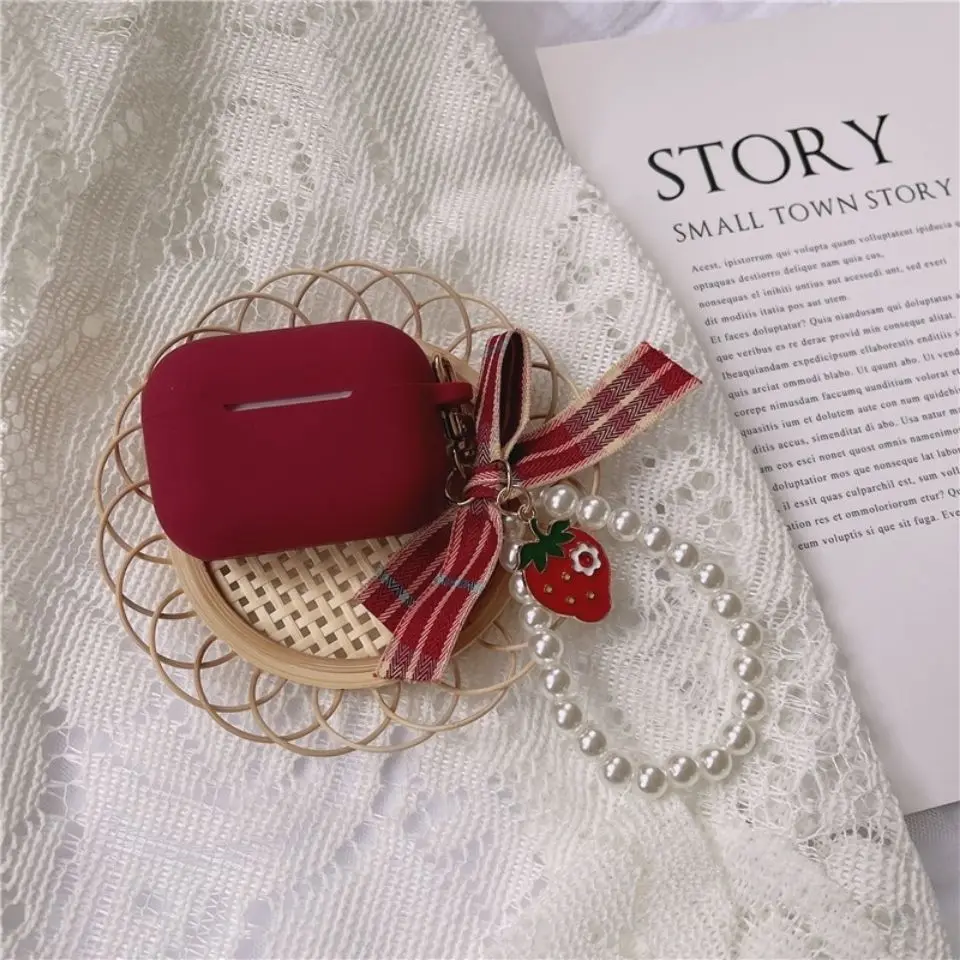 

Creative individual plaid bow bracelet Bluetooth headphone protective cover For air pods 1 2 3 pro