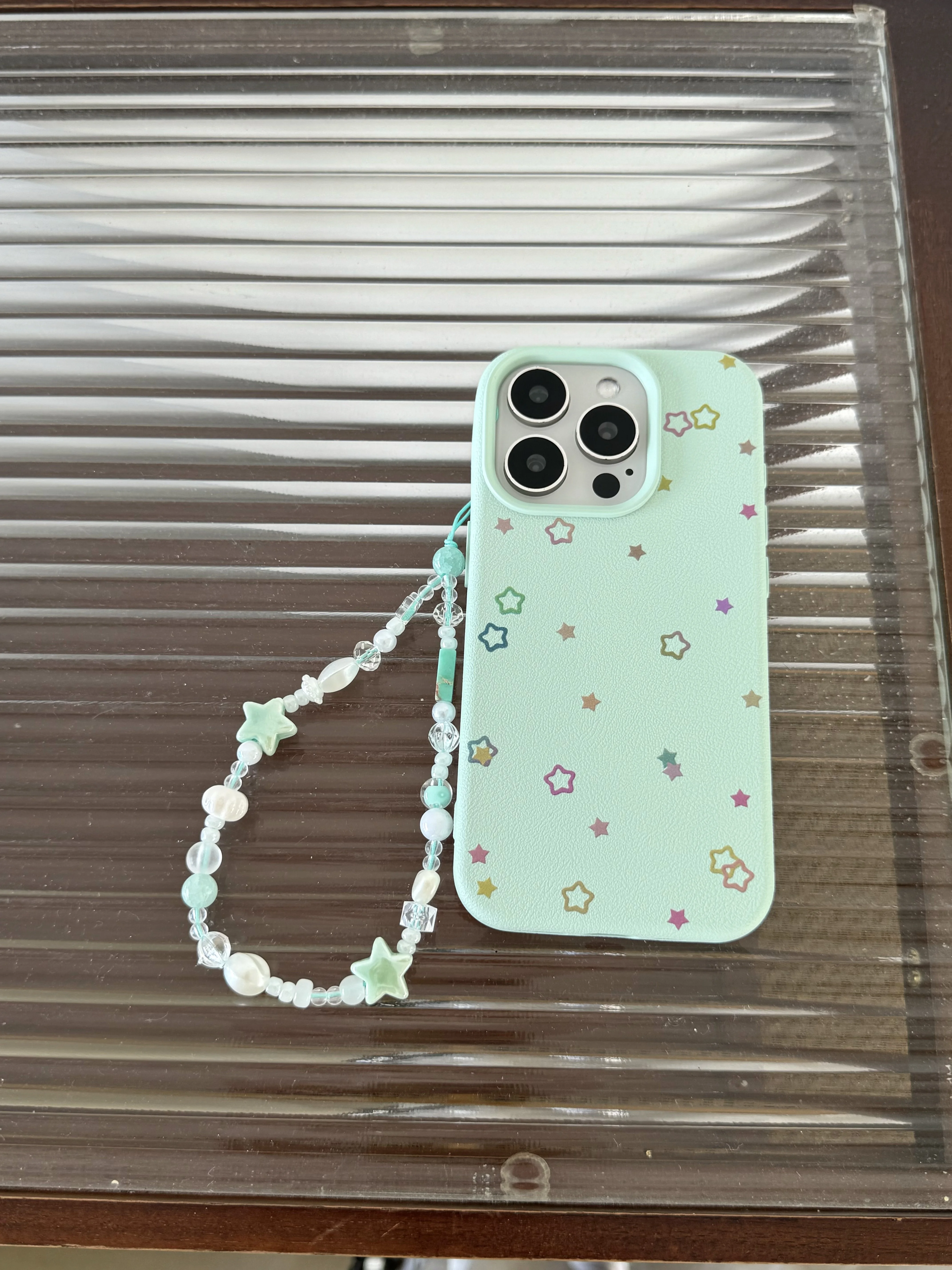 Корейский INS мятно-зеленый маленький Звездный кожаный текстурный чехол на