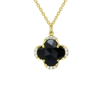 classic lucky clover black onyx 925 silver necklace collarbone chain fashion but not dated temperament ring set women