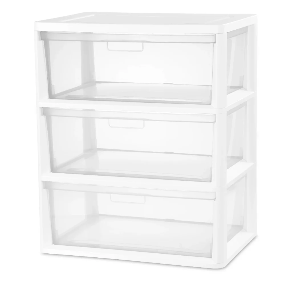 

Wide 3 Drawer Tower White Storage Containers