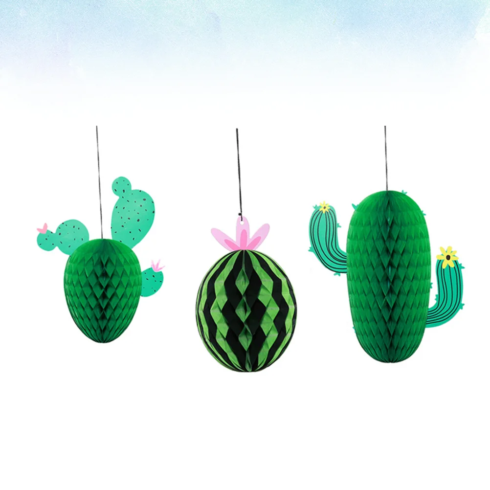 

3 Pcs Cactus Honeycomb Ball Ornament Wedding Decorations Ceremony Decorate Party