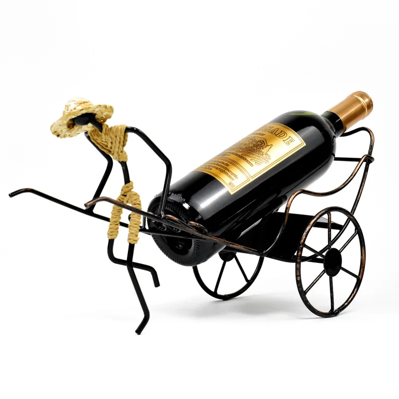 

Rickshaws Wine Rack Retro Iron Art Wine Bottle Holder Display Rack Shelf Home Bar Desktop Furnishing Decoration home decore