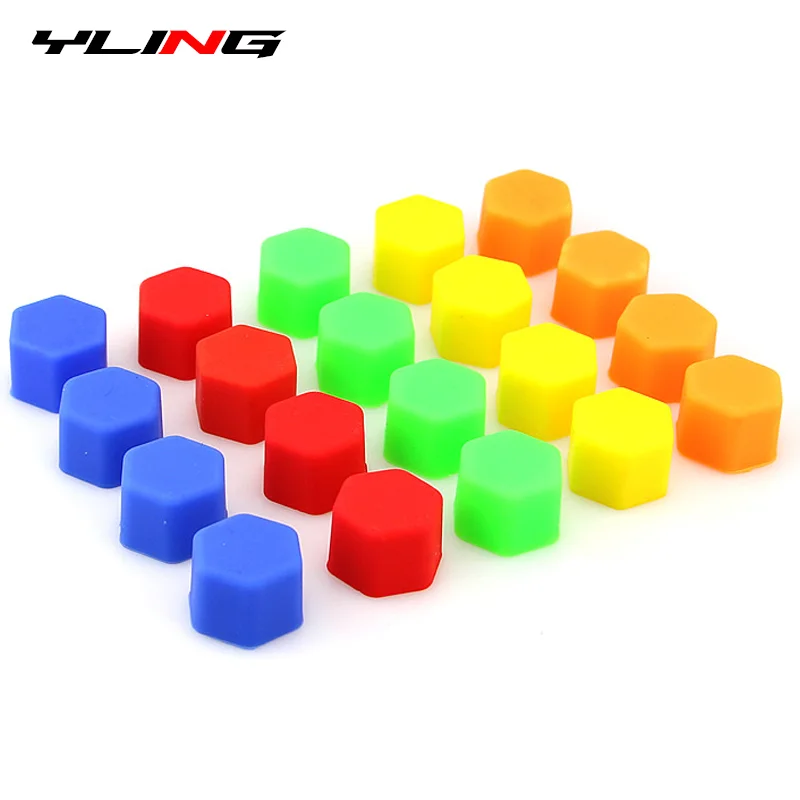 20Pcs Universal Car Wheel Lug Nut Bolt Caps Rubber Silicone Tire Screw Cover Dust Protector Colorful 19 21mm Exterior Accessorie