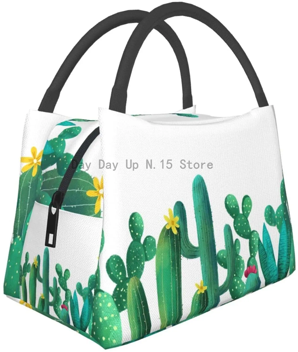 

Watercolor-Cactus Portable Insulation Bag,Reusable Lunch Box Container For Women Men Office Work Travel Beach Hiking