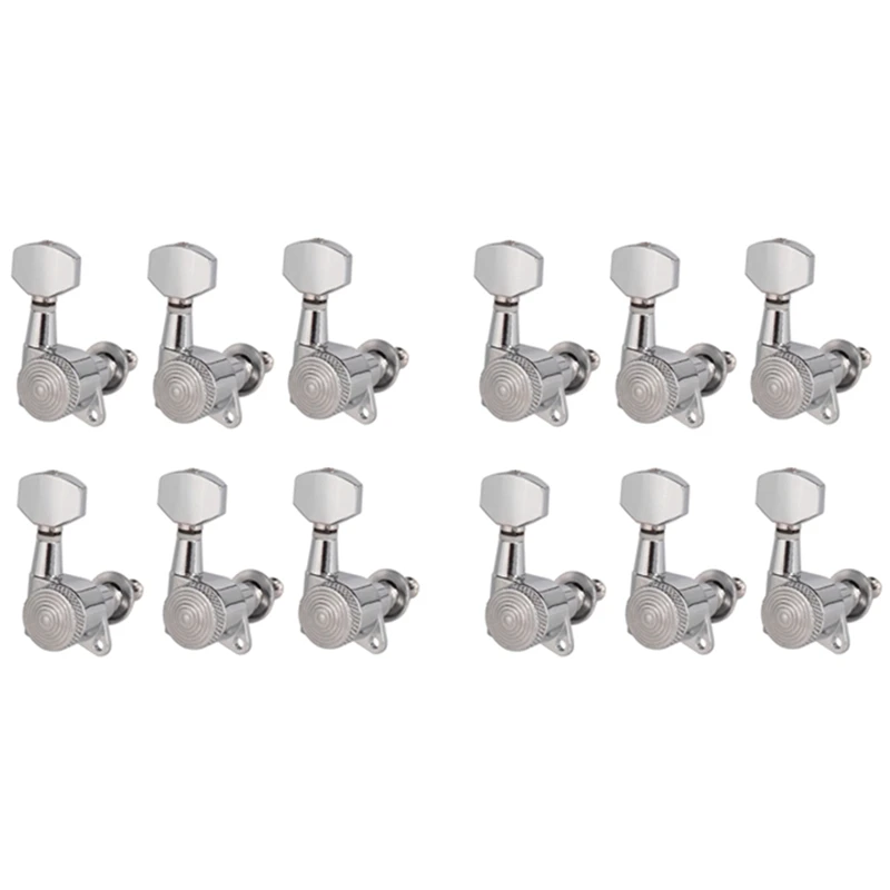 

12R Chrome Locked String Tuning Pegs Key Tuners Machine Heads For Acoustic Electric Guitar Lock Schaller Style