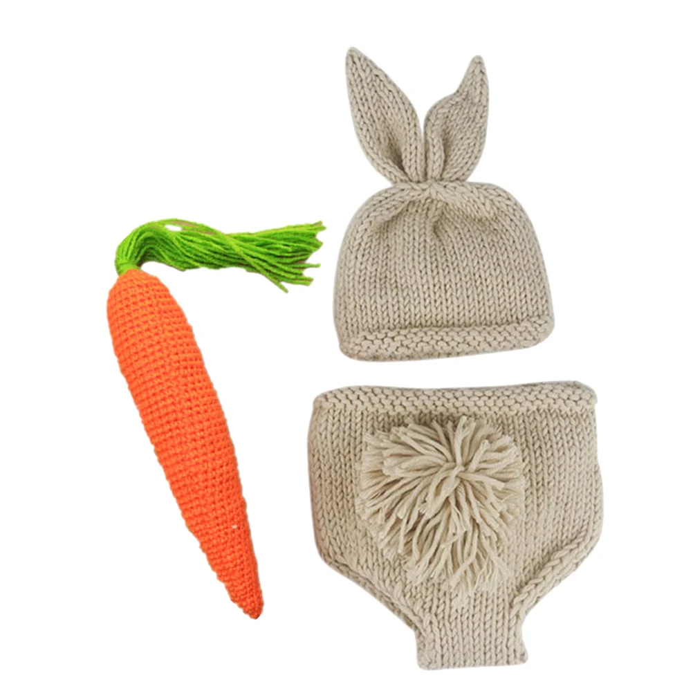 

1 Set Baby Photo Props Clothes Baby Rabbit Beanie Hat Baby Crochet Hat Pants Set