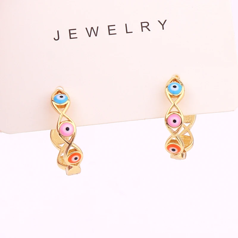 

Серьги-кольца женские с радужным цирконом, цвет золото 2022