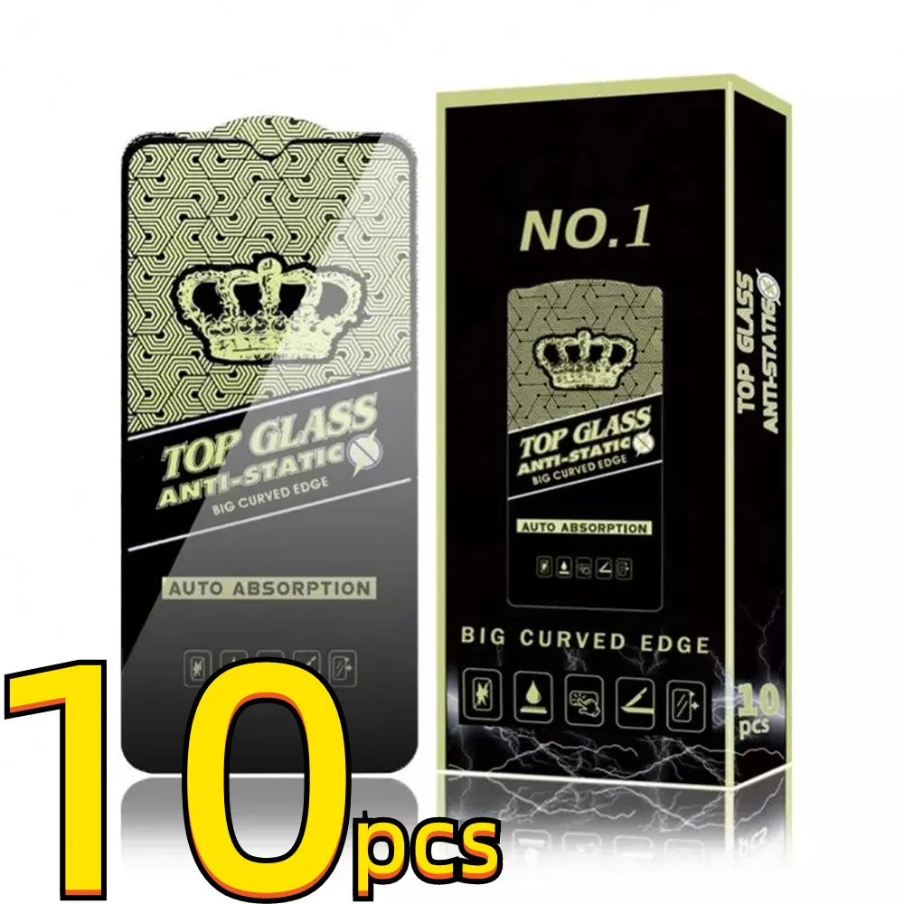 

10pcs Big Curved Tempered Glass 9H Screen Protector Anti-Static Film For iPhone 15 14 13 12 11 Pro Max 7 8 Plus x xr xs max