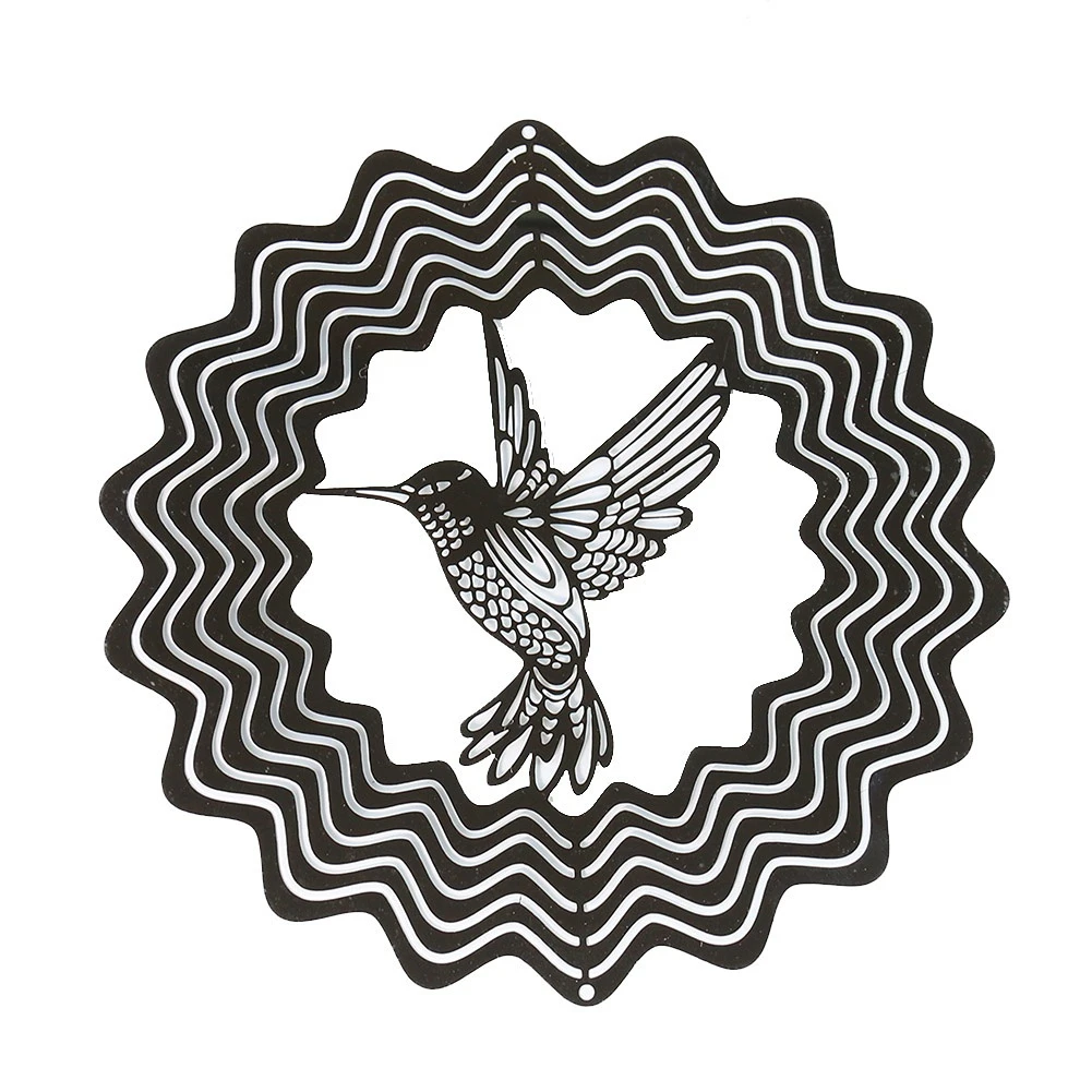 3D вращающиеся ветряные колокольчики из нержавеющей стали колибри древо жизни