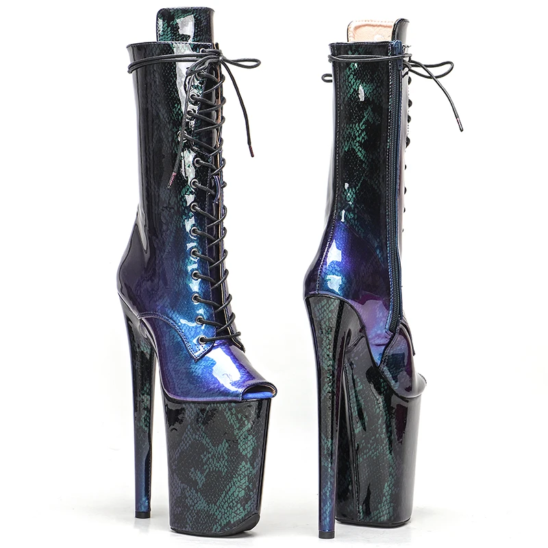 Leecabe  23CM/9inches Patent upper Sexy boots  Platform Pole Dance shoes Fashion Club Stage Performance High Heel women boots 4B