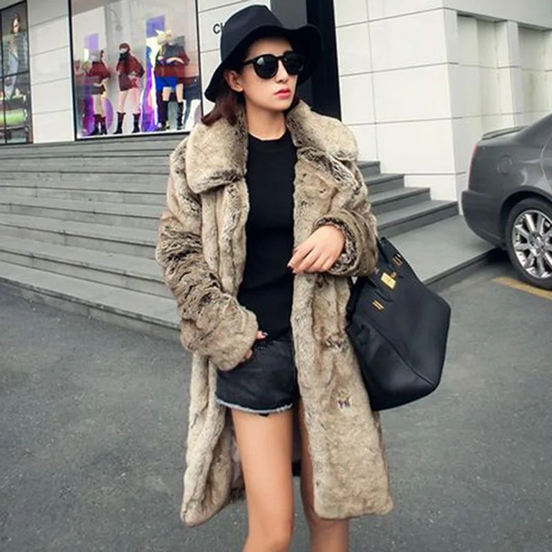 Fur Coat Women Autumn and Winter Fashion Warm Faux Fur Long-Cut Coat Women Winter Coat Women