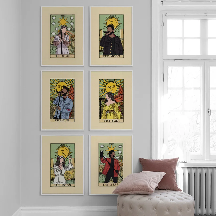 

Rock Singer Queen Of Pop Funny Tarot Wall Art Prints Canvas Painting Vintage Nordic Poster Wall Picture For Living Room Decor
