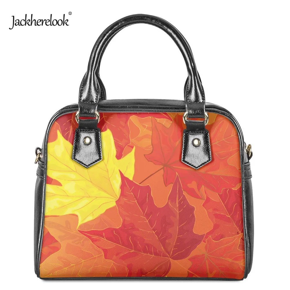 

Jackherelook Maple Leaves Print PU Leather Women Crossbody Bags Luxury Female Handbag Pouch for Girls Shoulder Bag for Lady 2022