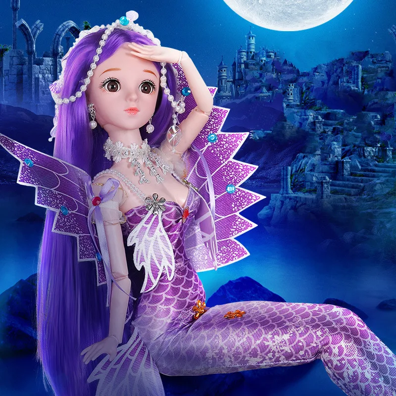 

1/3 кукла русалки 70 см кукла Bjd 25 суставов подвижная Мода 3D глаза съемные наряды большой игровой домик игрушка для девочки подарок на день рож...