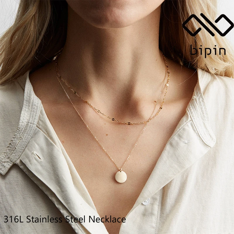 

Bipin necklace gold layered female necklace set pendant coin wholesale