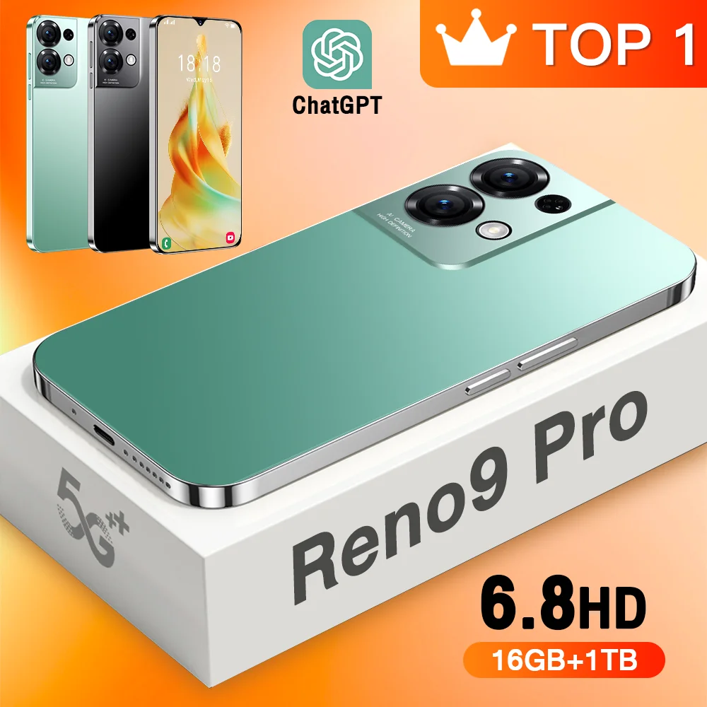 

Новый смартфон Reno9 Pro, 6,8 дюйма, HD, Full Screen, глобальная версия, Android, 16 ГБ + 1 ТБ, мобильный телефон с двумя SIM-картами, сотовый телефон