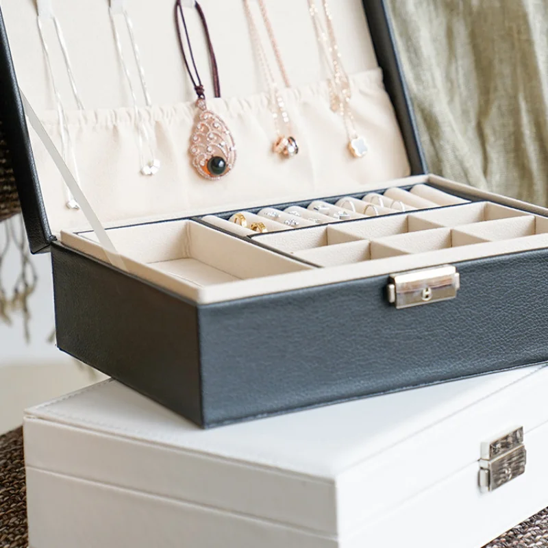 Large-capacity Leather Travel Multi-function Jewelry Case Jewelry Boxes & Organizers for Girls Women Makeup Artist