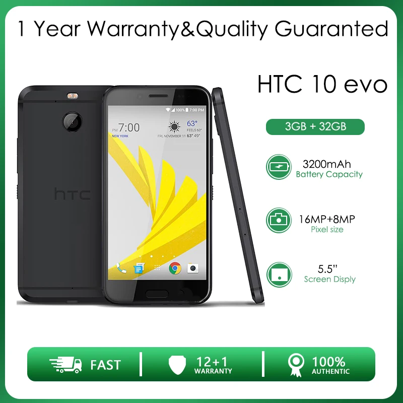 HTC 10 evo Refurbished Unlocked 32GB 3GB RAM 4G LTE Octa-core Rear Camera 16MP 5.5" |