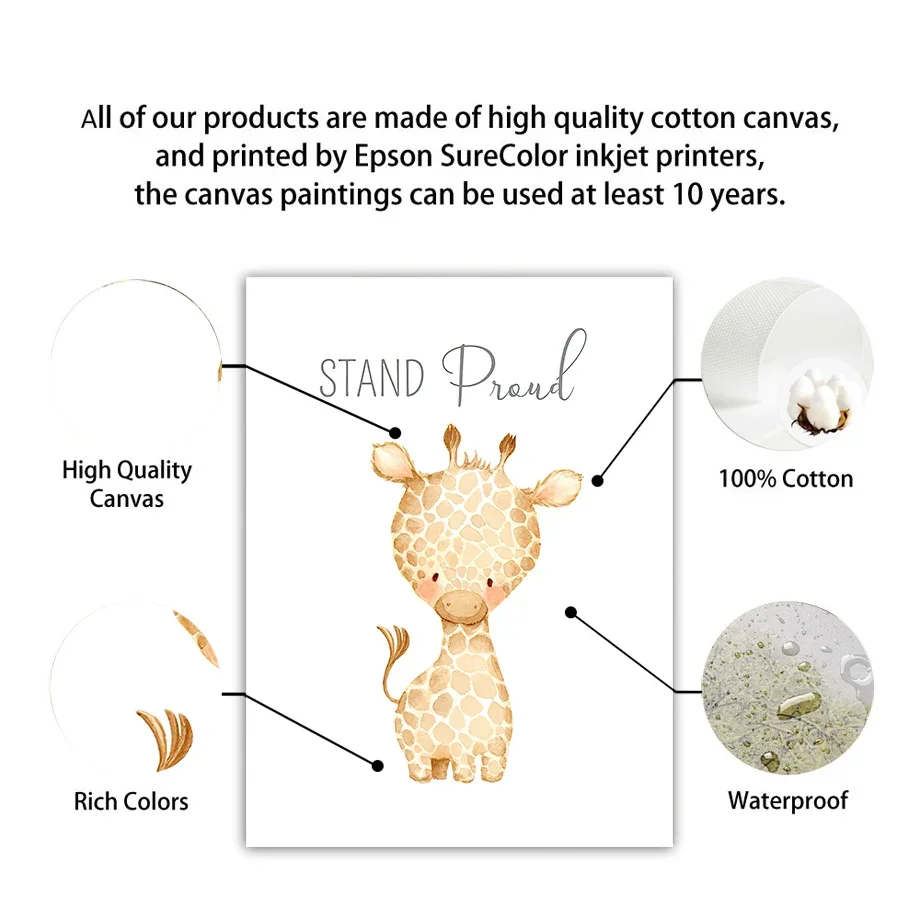 Настенные художественные плакаты с тигром львом слоном жирафом обезьяной зеброй