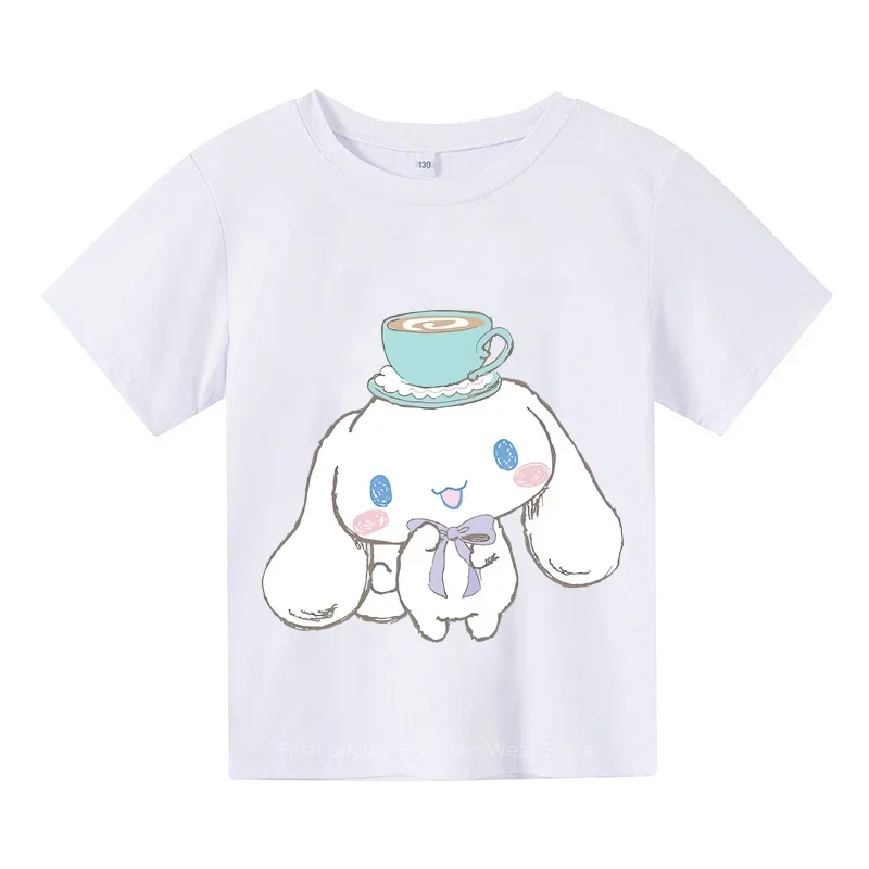 Стильная хлопковая Футболка с принтом Cinnamoroll для мальчиков и девочек