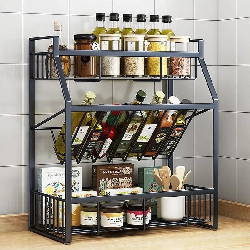 

Spice Racks Organizer for Countertop, 3 Tier Counter Shelf Standing Holder Storage for Kitchen Cabinet Pantry Bathroom Office, B