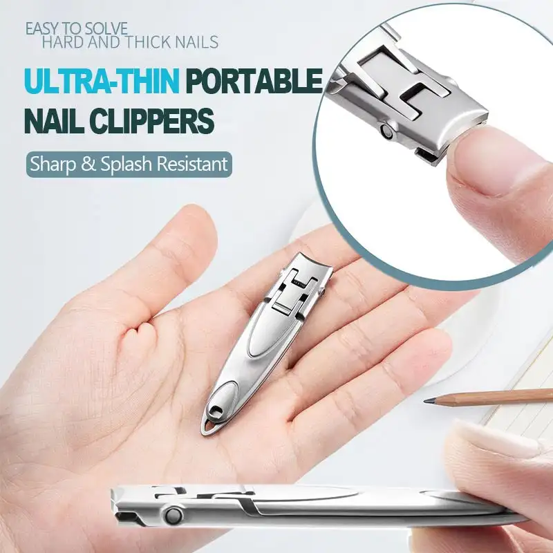 

Ultra-thin Portable Splash proof Nail Clippers fingernail trimmer toenail polishing Manicure Scissor Nippers Pedicure Tool