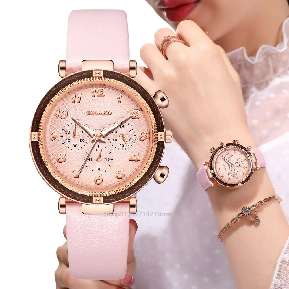 Luxury Women's Fashion Exquisite Number Watches Elegant Ladies Design Wristwatches leather Female Dress little Watch For Women