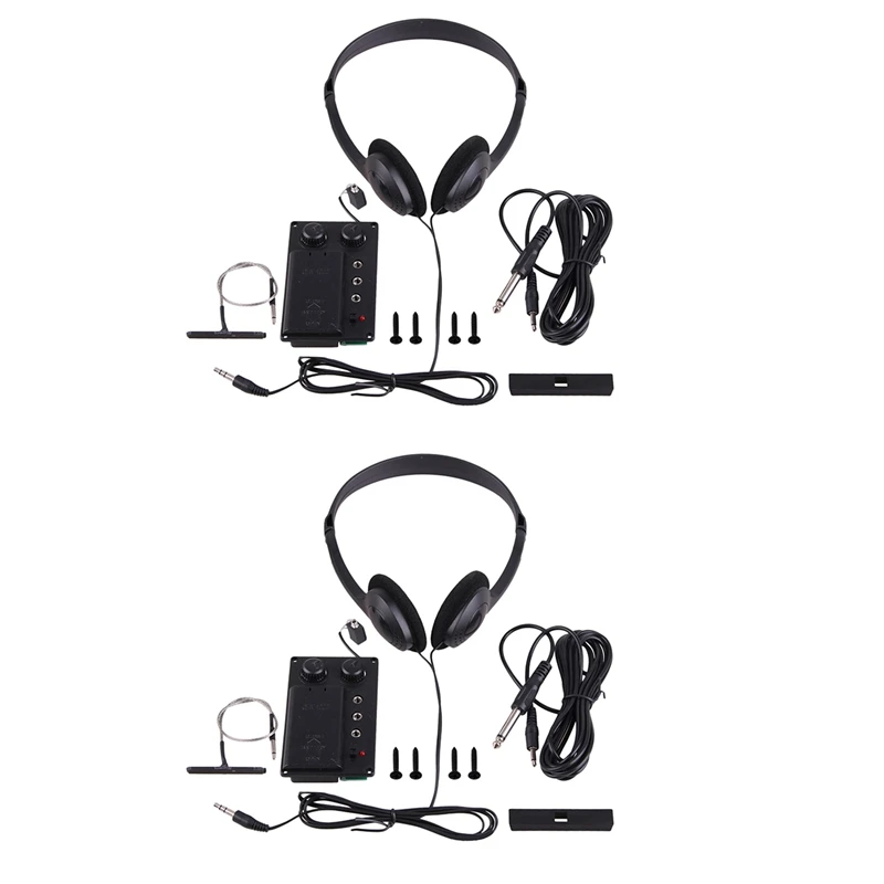 

2X Electric Violin Silent Eq Pickup Piezo With Headphone And Plug Hole Cable Set