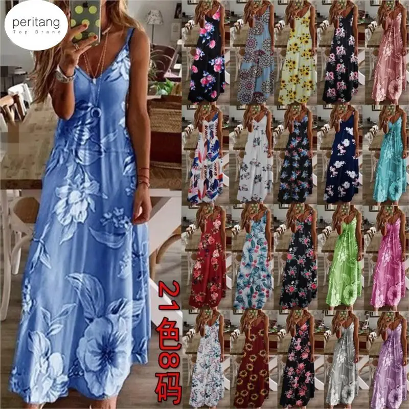 

Платье женское пляжное ТРАПЕЦИЕВИДНОЕ без рукавов с V-образным вырезом и принтом