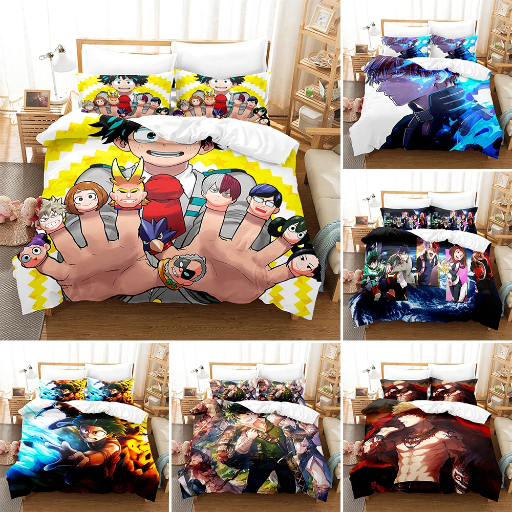

3d My Hero Academia Bedding Set 32/pcs Full Queen King Size Cartoon Anime Microfiber Quilt Cover For Boys Girls Bedroom Decor