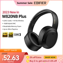 Edifier W820NB+ Hi-Res Wireless Noise Cancelling Headphones -43dB ANC,LDAC Codec,49hrs Playtime Lightweight Bluetooth Headset