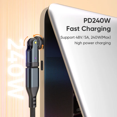 AUFU PD240W OTG USB C to Type C Адаптер 540 Rotation Type-C «папа-мама» для Macbook Xiaomi Samsung OTG Разъем