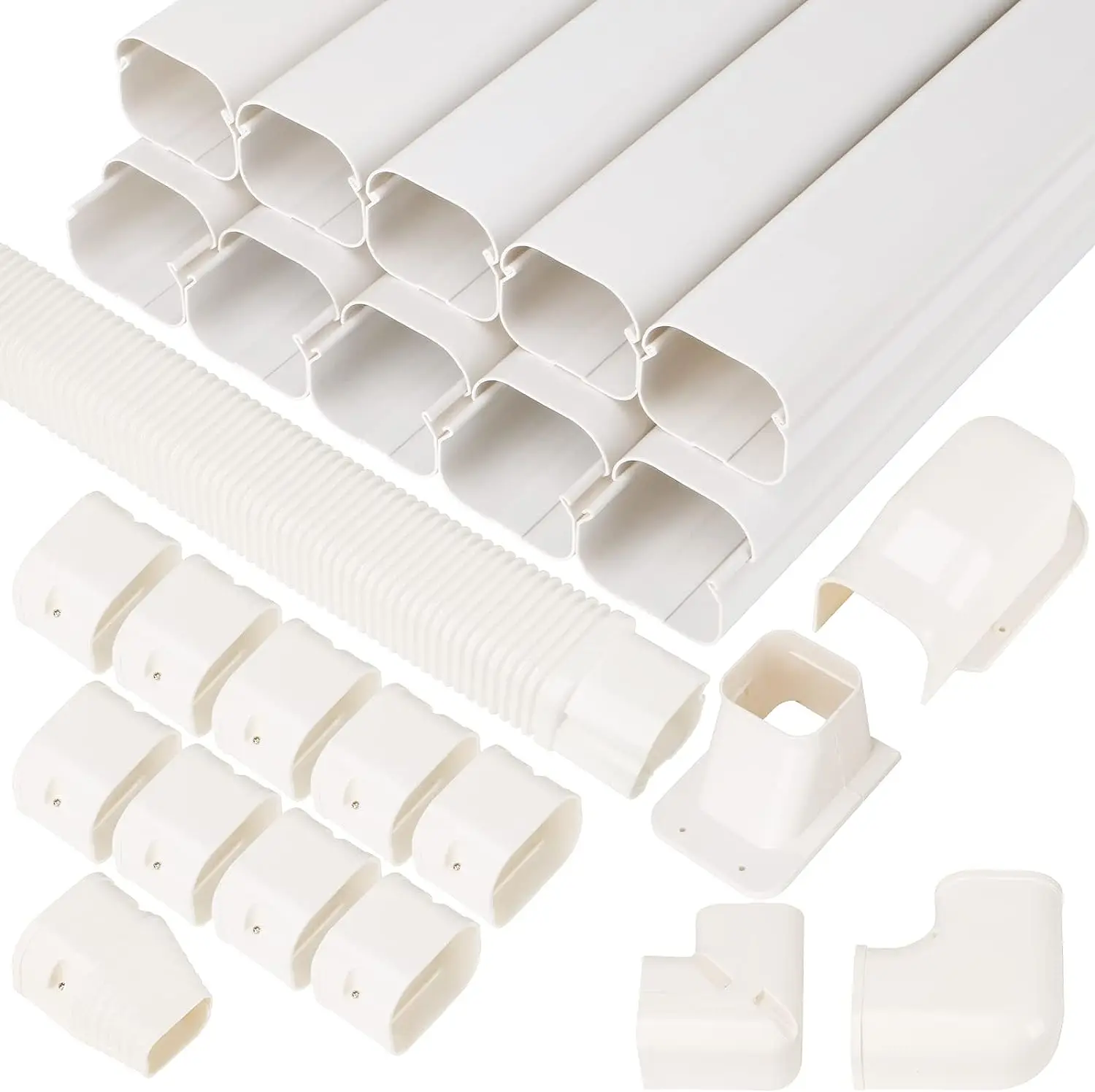 

3" 16.1 Ft AC Line Cover Kit, PVC Mini Split Line Set Cover for Air Conditioners and Heat Systems Decorative Tubing Cover