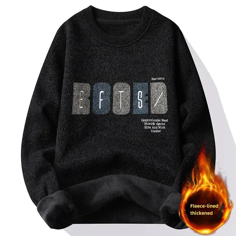 Amazon зимний утолщенный свитер с круглым вырезом свободный крой вязаный мужской