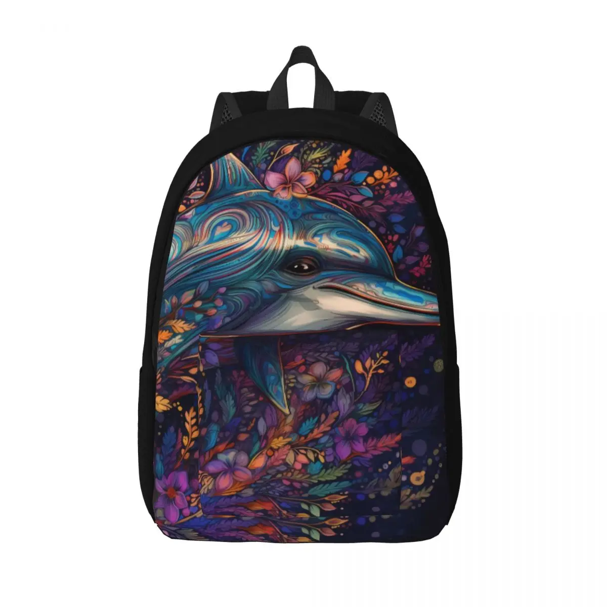 

Dolphin Canvas Backpacks Neon Colorful Painting Breathable Style Backpack Commuter Bags