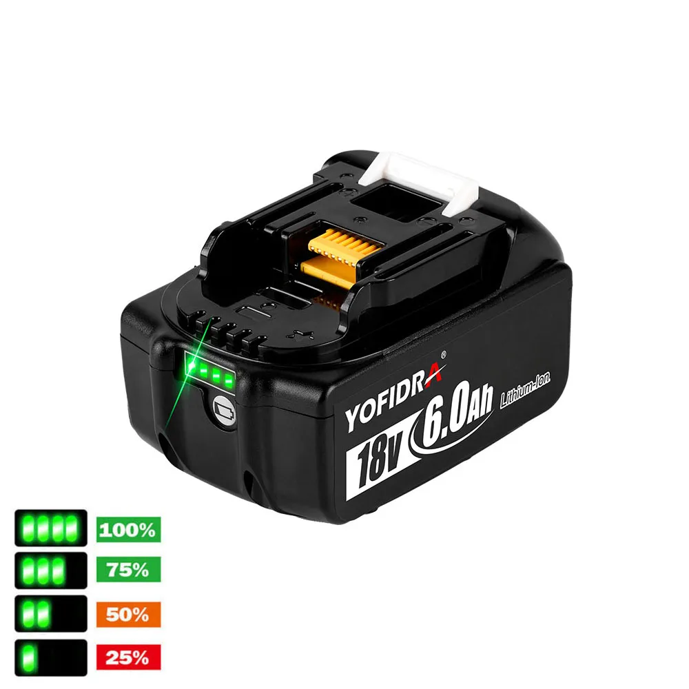 

18V 6.0Ah Replacement Lithium Ion Battery Rechargeable Fit For Makita 18V LXT Cordless Electric Power Tool with LED Indicator