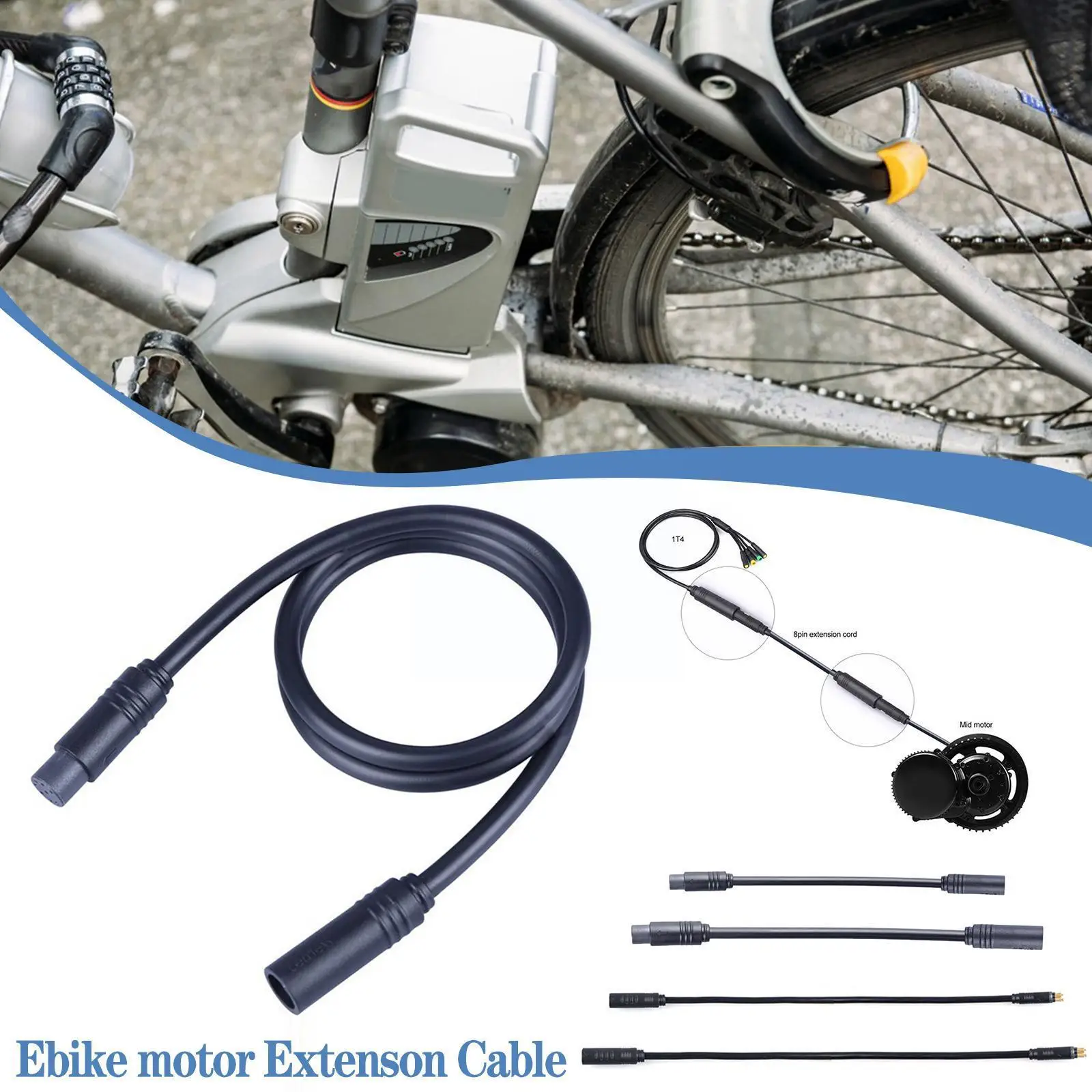

Electric Bicycle Motor Cables For E-bike Accessory Female Ebike Motor Extension Cable Connector For Man 8/9pins Z8B6