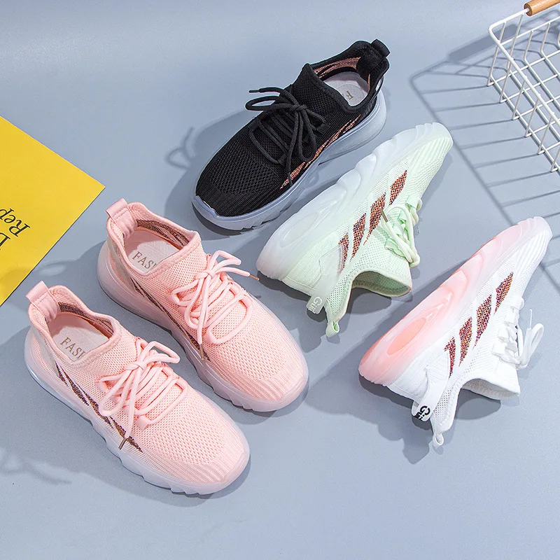Weaving Women's Shoes 2022 Ins Korean Summer New Sports Shoes Female Students Breathable Leisure Fitness Running Shoes Women