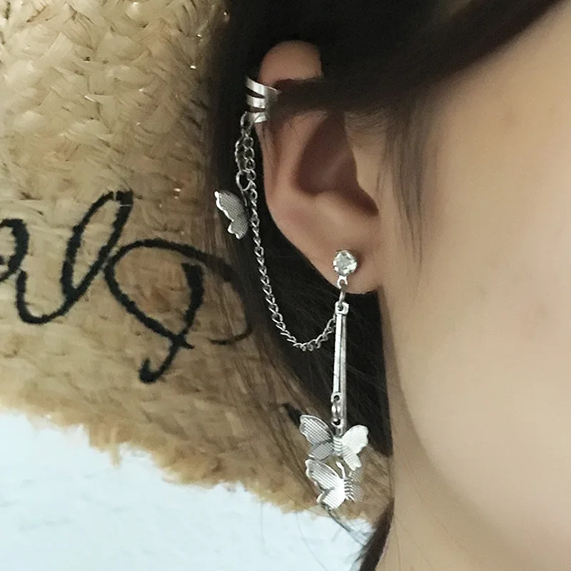 

2022 Japanese and Korean Fashion Trend Earrings Cool and Handsome Super Fairy Butterfly Earrings Sweet Temperament Ear Bone Clip