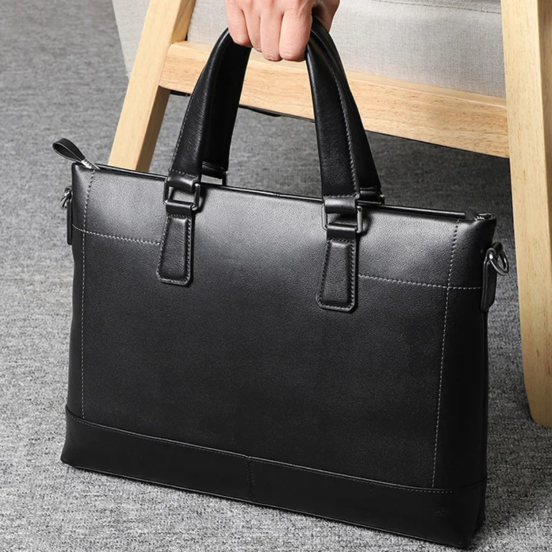 AETOO  Handbag Commuter men's bag horizontal leather briefcase men's business head layer cowhide men's bag One shoulder crossbod