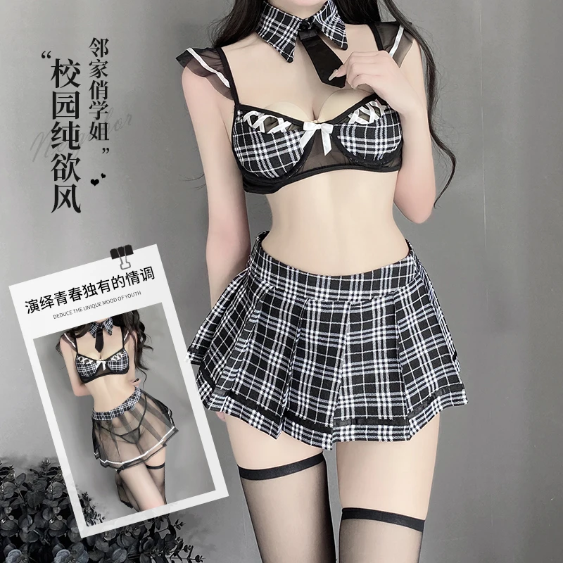 

Сексуальная полая Соблазнительная клетчатая Студенческая одежда JK, милая маленькая короткая юбка, японская Студенческая Женская одежда дл...