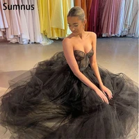 sumnus vintage black strapless a line prom dresses 2220 lace appliquestulle floor length evening dress robe de soir%c3%a9e femme