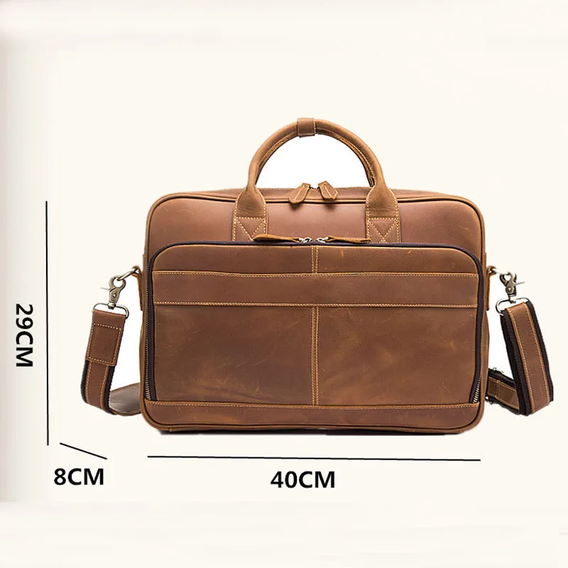 Мужская сумка из кожи Крейзи Хорс AETOO, деловой портфель из воловьей кожи в стиле ретро, сумка для компьютера 15 дюймов