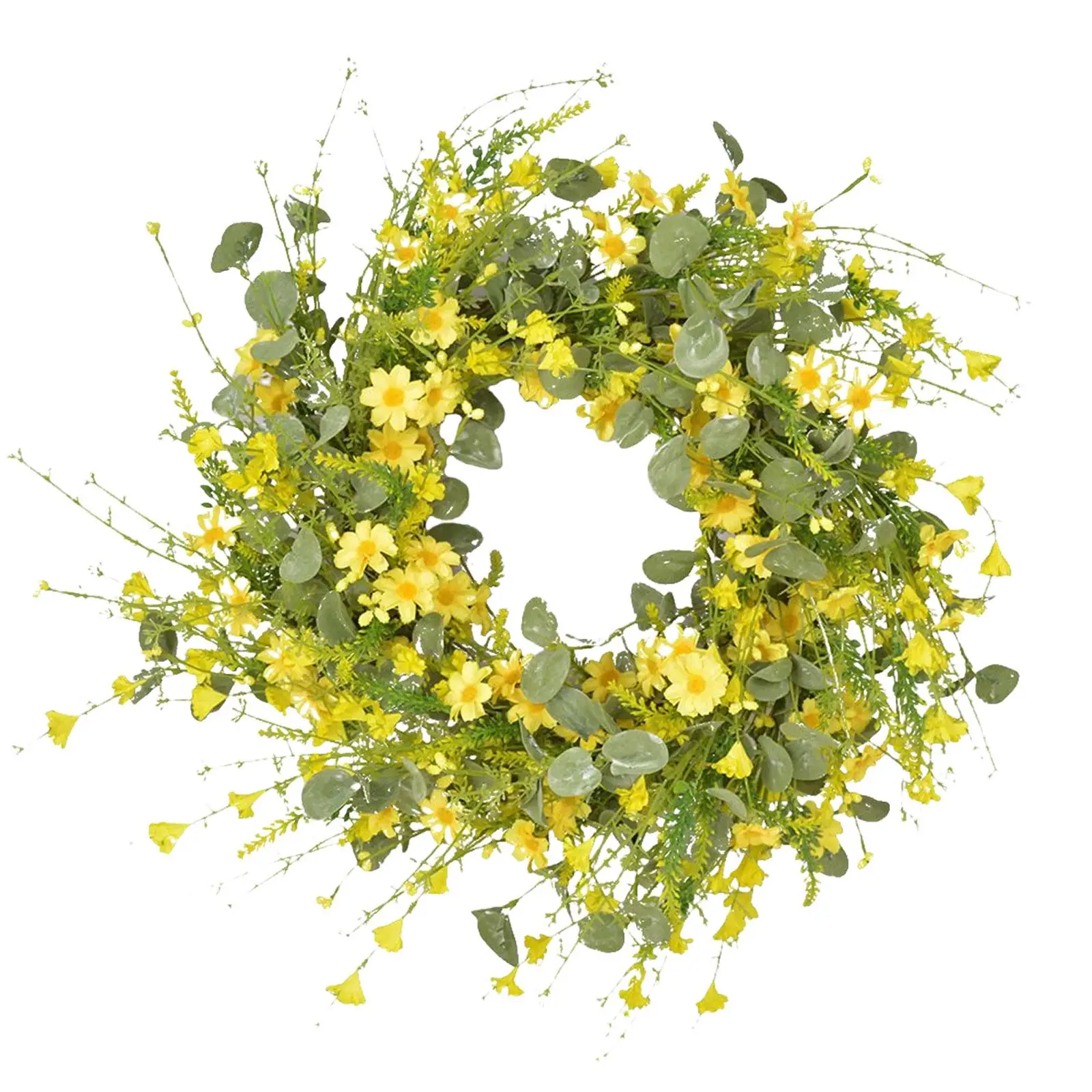 

Simulation Daisy Eucalyptus Wreath Front Door Decorative Artificial 60cm Flower Wreath for Decor Outdoor Patio Photo Prop