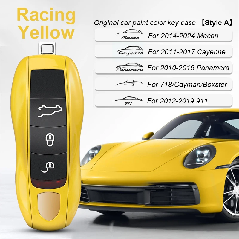 

Для Porsche Cayenne Mancan Panamera 911 718 Boxster Cayman Taycan 2010-2024 чехол для автомобильного ключа Bordeaux Red Shell Замена