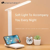new led desk lamp 3 color stepless dimmable touch foldable usb rechargeable dorm table lamp bedside reading eye protection light