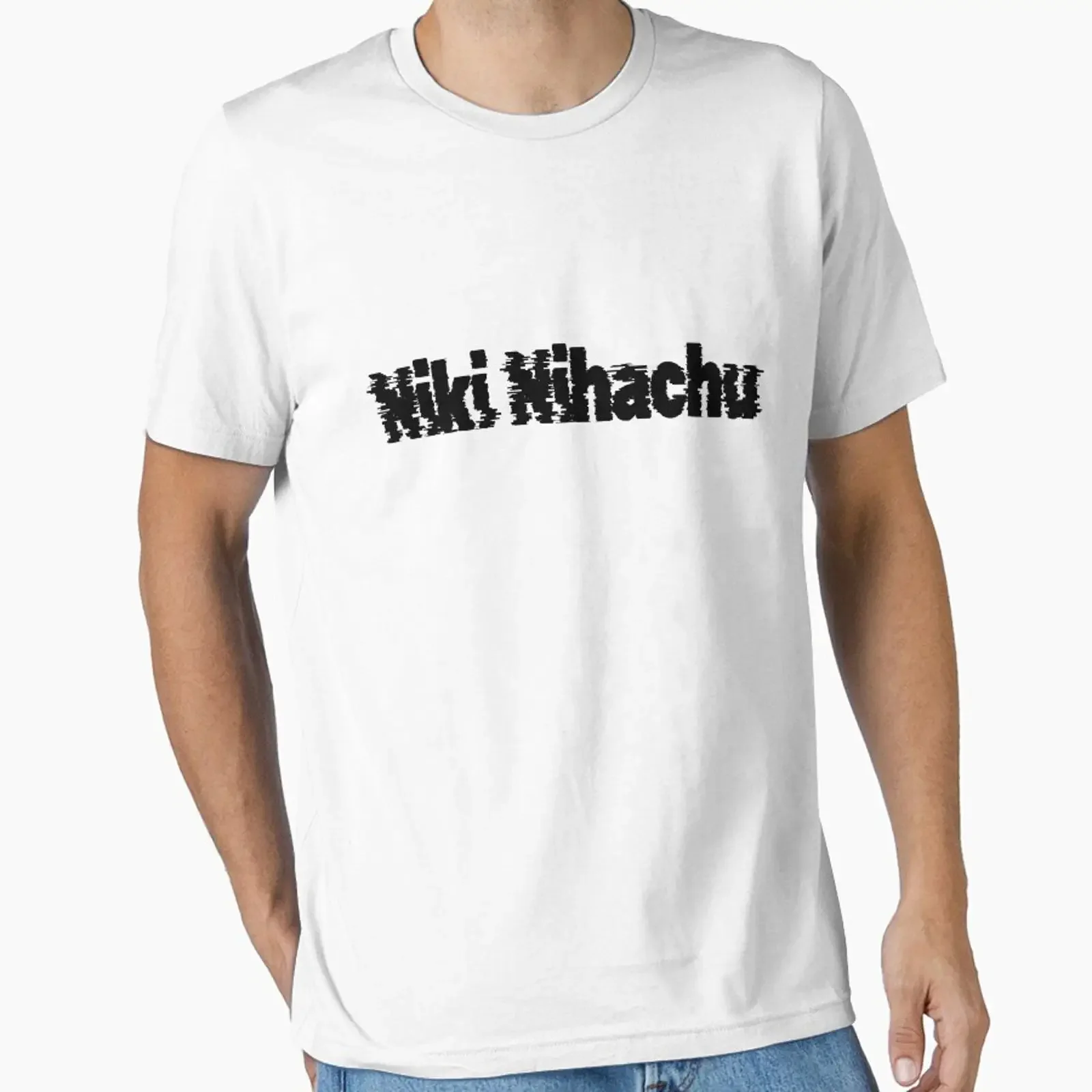 Фото Футболка Niki Nihachu Merch Glitch Logo Essential, винтажная, эластичная, дышащая, дизайнерская одежда, топ для повседневной носки №1