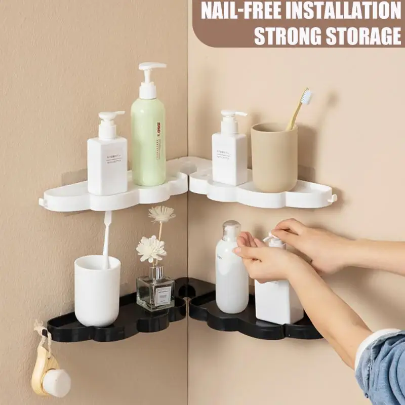

Leakage Hole Design Storage Rack Large-capacity Corner Rack Ree Punching Foldable Shower Storage Racks Holder Bathroom Organizer