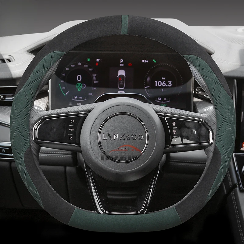 Замшевый кожаный чехол на руль автомобиля для LYNK &amp CO 03+ 06 01 02 05 09 2021 2022 2023 2024