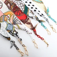 colorful silk scarf print glasses chain lanyard for women windproof sunglasses mask holder nylon neck rope eyewear accessories